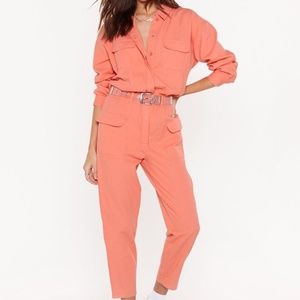 Nasty Gal Let's Make It Work Boilersuit Coral